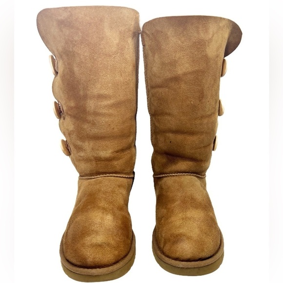 Ugg Eva Brown Suede and Shearling Button Up Boots Womens size 8 - Picture 4 of 15